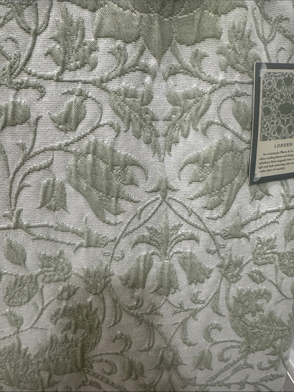 Morris and Co Lodden Green Pattern Window Curtains - Set of 2 - Picture 5 of 6